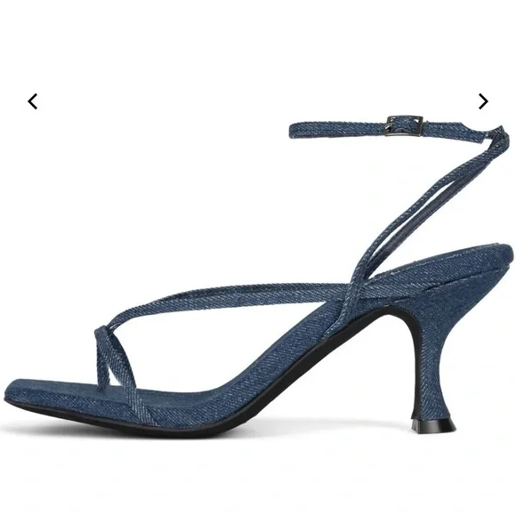 Denim Strap Kitten heels sandals - Picture 2 of 9